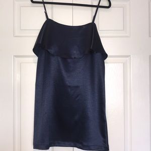 URBAN OUTFITTERS NAVY BLUE SHINY SLIP DRESS